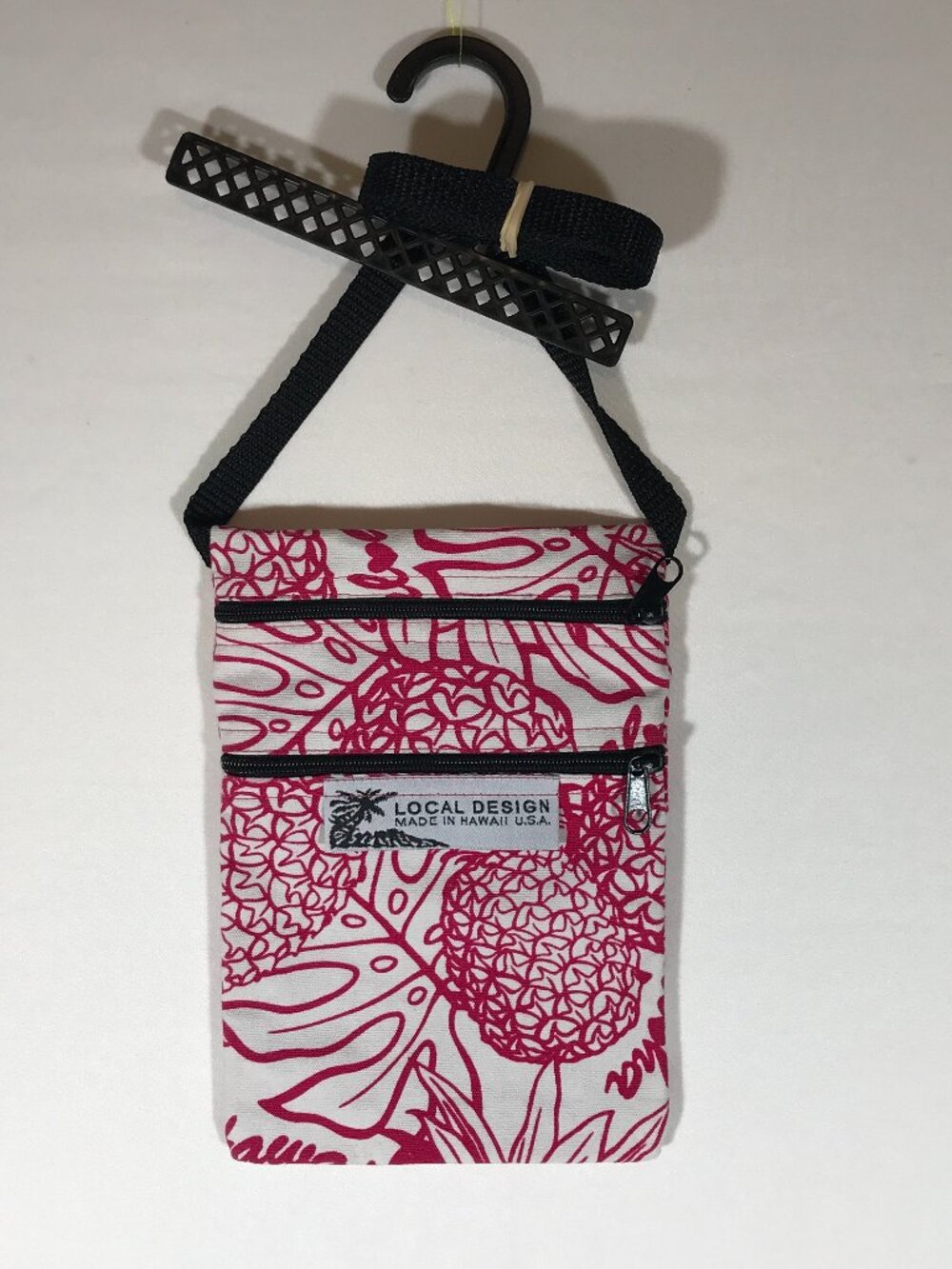 Local Design Made In Hawaii U.S.A. 5" X 7" Pink 2 Zip Compartment Crossbody Bag
